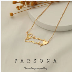 Gold Plated Double Name Necklace
