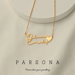 Gold Plated Double Name Necklace