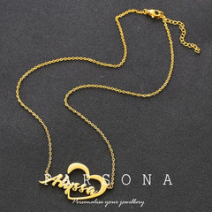 Golden Customize English Name With Heart necklace