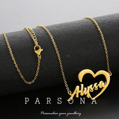 Golden Customize English Name With Heart necklace