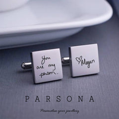 Silver Customize Name Square Shape Cufflink