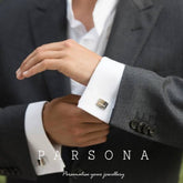 Silver Customize Name Square Shape Cufflink