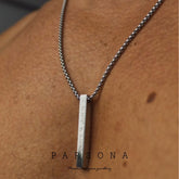 Men's Silver 3DBar Necklace