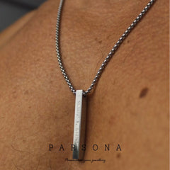 Men's Silver 3DBar Necklace
