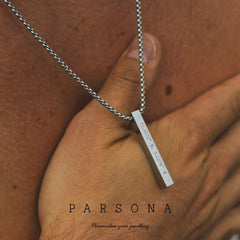 Men's Silver 3DBar Necklace