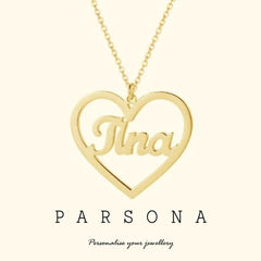 Golden Customize Name In Heart Necklace