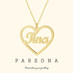 Golden Customize Name In Heart Necklace