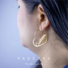Golden Customize Heart Shape Earrings