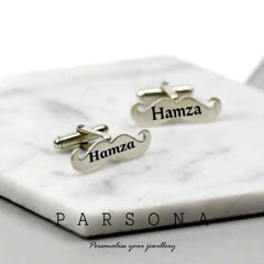 Silver Mustache Customize Name Cufflink