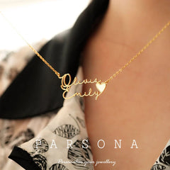 Gold Plated Double Name Necklace